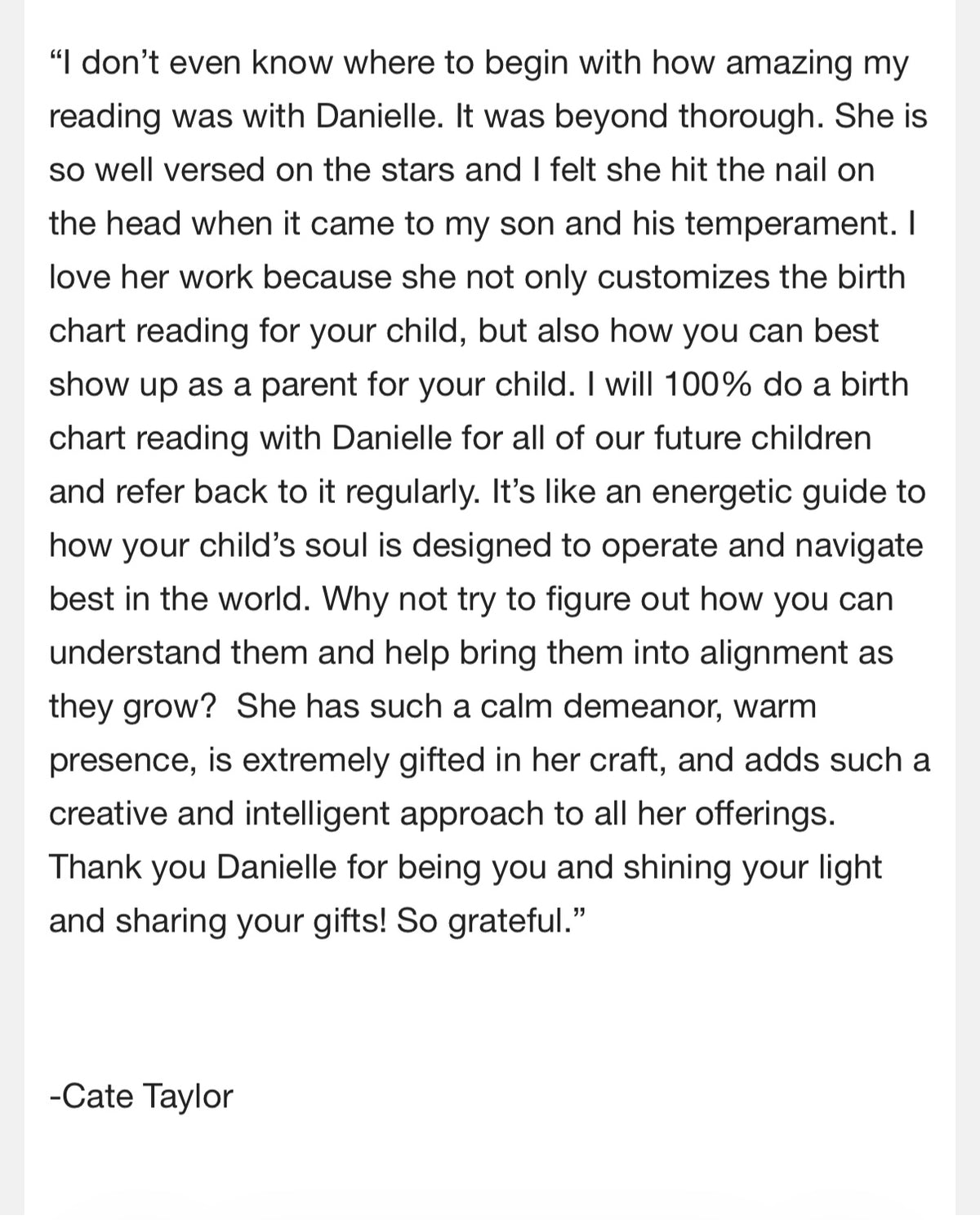 Customer testimonial