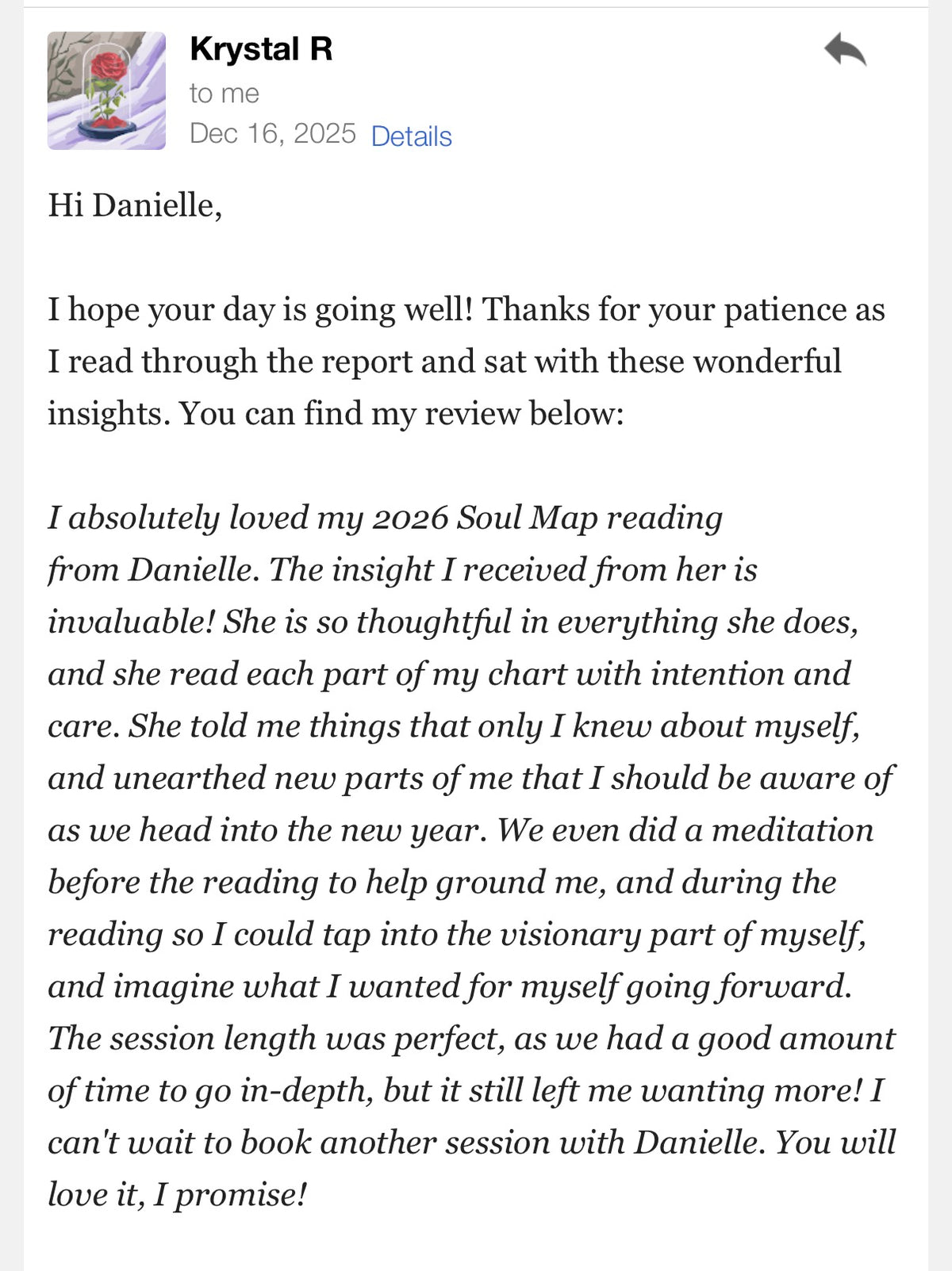 Customer testimonial