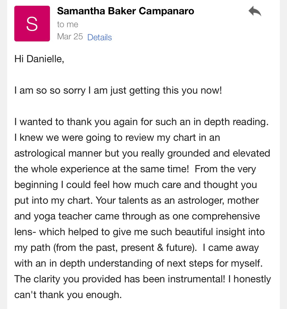 Customer testimonial